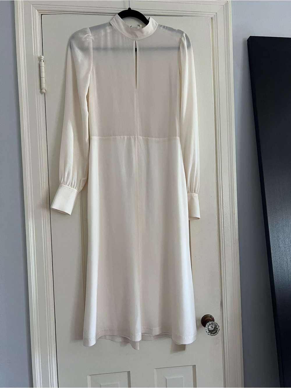 A.L.C. Cream Long-Sleeve High-Neck Midi Dress